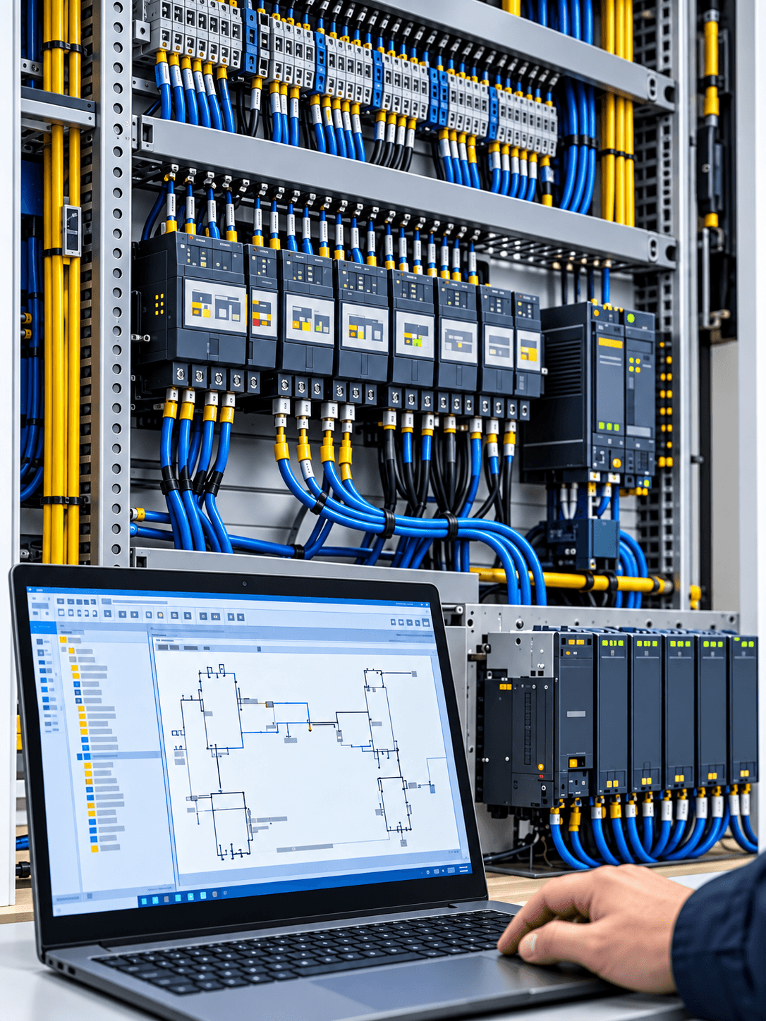 Industrial controls cabinet and electrical troubleshooting